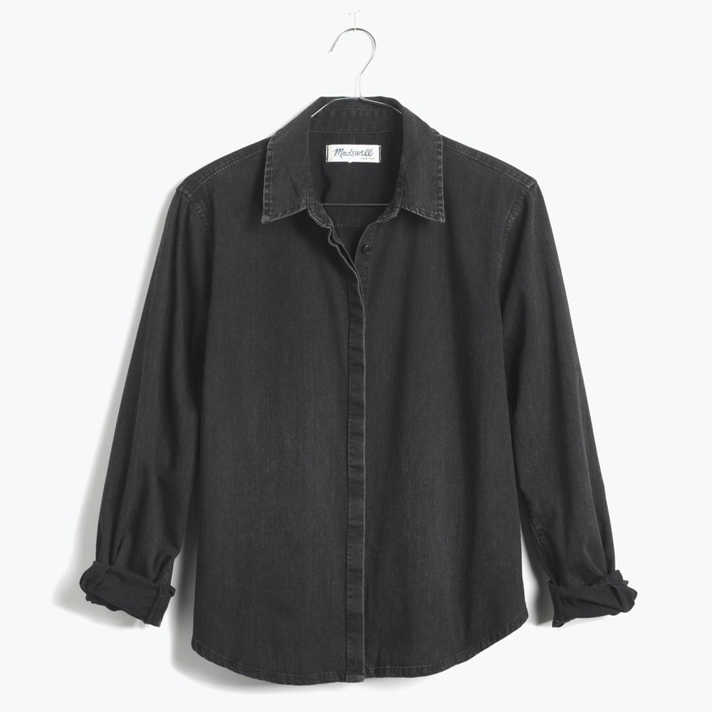 Madewell Denim Crop Boyshirt in Gravel Wash